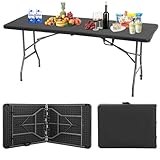 BestOffice Klappbarer Campingtisch aus Kunststoff, tragbar, quadratisch, ideal für Picknicks, Partys, Partys und Camping, Schwarz