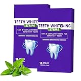14 Paare Whitening Strips, Theet Whiting Stripes, Zahnaufhellung Strips, Bleaching Stripes, Zähne Aufhellen, Zahnbleaching Schützt den Zahnschmelz Mild und Unempfindlich