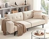 SOMEET Sofa-Sofa für Wohnzimmer, übergroßes Zweisitzer-Sofa, 3-Sitzer, Moderne Couch, Bequeme, Tiefe Sofas mit gepolstertem Kissen, Liebessitz mit Massivholzbein, Schlafzimmer-Couch, Leinen, Beige