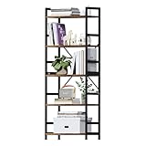 Exabang Bücherregal mit 5 Ebenen, Standregal Holz, Industrie-Style Lagerregal Aufbewahrungsregal für Büro, Küche, Schlafzimmer, Wohnzimmer, Arbeitszimmer (30 x 60 x 158 cm, Vintagebraun-schwarz)