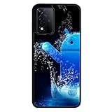 générique Schutzhülle für Oppo A93 5G und Oppo A93s 5G Bugdroid Kleiner Roboter Android Blau im Wasser – Schwarze Schutzhülle aus weichem TPU