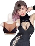 JORGISH Silikonbrüste [Kurz mit Rundhals] – Realistische Silikonbrustplatten & künstliche Brüste, Brustformen für Crossdresser & Cosplay, Dunkler Hautton-Leichte Baumwollfüller, G Körbchen