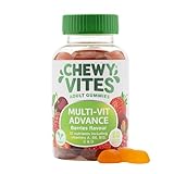 Chewy Vites Adults Multi-Vit Advance Gummies, 60 Gummibärchen, Fruchtgeschmack, echter Fruchtsaft, vegan, für Erwachsene ab 18 Jahren, Multivitamin-Komplex mit den Vitaminen A, C, D, E und B-Komplex.