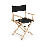 IMPWOOD Regiestuhl aus unbehandeltem Buchenholz – Klappbarer Regiesessel mit schwarzem Stoffbezug – Leicht & platzsparend für Garten, Balkon, Camping