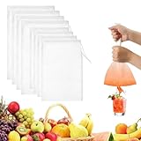 Lonwiner 6 Stück Nussmilchbeutel, Passiersieb Käsetuch Mulltuch Feingewebt Passiertuch Nylon Filterbeutel, Weiß