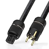 Tertullus Geschirmtes HiFi Netzkabel 2 Polig Schwarz 2m mit IEC Schuko vergoldeten Steckern & KaltgerÄte,3-Kern mit 3,5mm² High-End Netzkabel für Audio Anwendungen,DVD Audio Decoder Verstärker