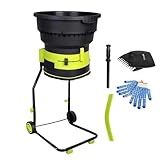 Laubhäcksler Elektrisch 2500W Mit 8000RPM Motor, 17:1 Zerkleinerungsverhältnis, Sicherem Messerlos-System, Sammelsack, Rädern, Überlastschutz Für Gartenabfälle(Standard)