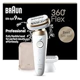 Braun Silk-épil 9 Flex, Epilierer mit flexiblem 360 Kopf für eine einfache Haarentfernung, Wet&Dry, langanhaltend seidig-glatte Haut, Rasier- und Trimmeraufsätze, Made in Germany, 9-041 3D, Weiß/Gold