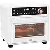 HOMCOM Elektrischer Tischbackofen 13L 1200W Tischbackofen 1200W Fritteuse mit 12 Heizmodi 12 H Timer und einstellbarer Temperatur bis zu 220℃ Weiß