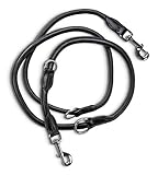 Jack & Russell Premium Leder Hundeleine Dexter 2,0m - Hunde Lederleine mit Messing-Karabiner - Echtleder Leine mehrfach verstellbar Dexter (Schwarz)