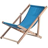 KADAX Liegestuhl, Strandstuhl aus Holz, Sonnenliege bis 120kg, Liege aus Buchenholz, Holzklappstühle, Strandliege, Klappliege für Strand, Holz-Liegestuhl (Blau)