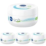 NIVEA Soft erfrischende Feuchtigkeitscreme (200 ml), leichte Creme mit Vitamin E und 100% natürlichem Jojoba-Öl, schnell einziehende Hautcreme für fühlbar entspannte Haut (Packung mit 4)
