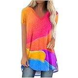 LSAltd Damen Poloshirt Bluse Binden Camouflage Tunika Kurzarm Tshirt Mit Sprüchen Chiffon Schwarz Lang Longbluse Damen Grosse Groessen 54 Transparent Glitzer Oberteil Bluse 1/2 Arm, 2-hot Pink, 5XL