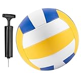 WIYETY 5 Größe Volleyball PU Weich: 2.0mm Dicke Beachvolleyball Soft, Weiß-Blau-Gelb Volleyball Soft Touch, Beachvolleyball Weicher Touch, für Indoor Outdoor Training und Spiel
