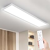 IEGLED Led Deckenleuchte Panel, 120x30 cm Deckenlampe Flach Dimmbar mit Fernbedienung, 40W Deckenpanel Lampe mit Memory Funktion, 3000K-6500K LED Lichtpanel für Wohnzimmer, Flur, Schlafzimmer, Weiß