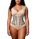 Necalisi waist trainer Unterbrust Korsett Hellgelb Fettverbrennungsgürtel, mit 13 Stahlknochen Abnehmen Waisttrainer Taillenformer, Taillenmieder Bauchgürtel für Damen und Herren XXL