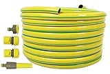 All4You Gartenschlauch 3/4 '' Zoll 20m 30m 50m Gelb Wasserschlauch Garten Schlauch mit Armaturen : 4-tlg Adapter Set (3/4 Zoll, Set)