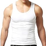 Herren Tanktop Gym Stringer Shirt Baumwolle Muskel Fitness Tanks Fitness Ärmelloser T-Shirt Weiss M