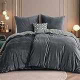 RUIKASI Flanell Bettwäsche 135 x 200 4teilig Grau - Hellgrau Warm Winter Bettwäsche Kuschel Plüsch Fleece Bettbezug Sets mit 2 Kissenbezüge 80x80cm Wendebettwäsche Bedding