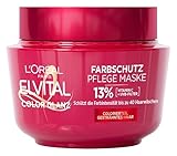 L'Oréal Paris Elvital Haarkur für längeren Farbglanz, Für coloriertes, getöntes oder gesträhntes Haar, Intensivkur mit Pfingstrosen Extrakt und UV-Filter, Color Glanz Farbschutz Pflegemaske, 1x300 ml