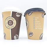 partypack 100 Premium Kaffeebecher 300ml und Deckel weiß Pappbecher Coffee to go 0,3l Hartpapierbecher Pappbecher für Kalt- und Heißgetränke