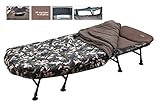 MK-Angelsport 8 Bein Angelliege mit Schlafsack Bedchair Camo Sleeping System Karpfenliege Liege Gartenliege Schlafsack Angeln, Olivgrün