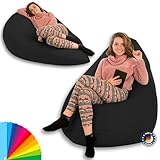 Droplet-Lounge Tropfenform Sitzsack mit Füllung | für Kinder Erwachsene | Indoor & Outdoor geeignet | Wasser-& Schmutzabweisend | Sitzkissen Bodenkissen Beanbag (XL Durchmesser 70 cm, Schwarz)