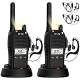 Pofung PT88 PRO Walkie Talkie Professional PMR446 Licensed Free Portable Rechargeable Radio 16CH with LED Indicator, Flashing Alarm, TOT, CTCSS/DCS, VOX and USB Charging Station (Pack of 2)