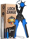 Lochzange für Leder [KOMPLETTSET], Locheisen | Lochstanzer als Leder Werkzeug, Lochzange Papier, Gürtel Locher, oder Lochstanze für Stoff, Biothane, Kunstleder etc. Hole Puncher mit Komforthebel