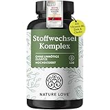 NATURE LOVE® Stoffwechsel Komplex – 120 Kapseln – Grünteeextrakt, Zink, Chrom, Vitamin B6, Cayennepfeffer und Cholin – hochdosiert, vegan