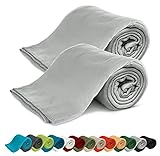 KiGATEX 2er Pack Polar Fleecedecke Uni - Tagesdeckenset - Sofaüberwurf - 130x160 cm - ca. 420g pflegeleicht – Oeko-Tex Zertifiziert - Silber