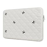 BAAGOAZ 11 Zoll Laptop Tasche Hülle Kompatibel mit 11 Chromebook MacBook PC Notebook, Laptophülle Laptoptasche Schutzhülle mit Gestickten Schleifen, Weiß