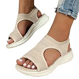 Sandalen Damen Sommer, Orthopädische Sandalen Damen Sommer Breite Füße Hausschuhe Schlappen Slides Offene Schuhe mit Fussbett Bequem Sommerschuhe Sport Barfuss Pantoletten Plateau Slipper
