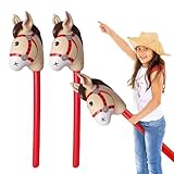 UILYNIU 2er-Pack aufblasbares Stabpferd, 37 Zoll, aufblasbarer Pony-Stab für Kinder, für Weihnachten, Pferde-Motto-Geburtstagsfeier, Dekoration, Party-Geschenk-Requisiten (2 Stück)