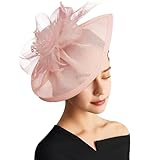 DRESHOW Fascinator Hüte für Damen Pillbox Hut mit Schleier Stirnband und Einer Gegabelten Clip Tea Party Kopfbedeckung