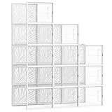 SONGMICS Schuhboxen, 12er Set, Aufbewahrungsbox für Schuhe, robust, faltbar und stapelbar, für Schuhe bis Größe 46, Sportschuhe, High Heels, flache Schuhe, transparent-weiß LSP107W01
