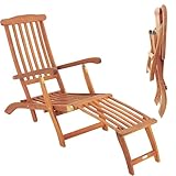 Casaria® Sonnenliege Klappbar Holz Wetterfest Gartenliege Rückenlehne 4-Fach verstellbar Fußteil abnehmbar Liegestuhl Akazie FSC®-Zertifiziert Armlehne Garten Balkon Liege