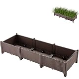 Hochbeet für den Garten, erhöhter Blumentopf, robuster Holz- und Metallrahmen, großer Anbaubereich, einfache Montage für Gartenarbeit im Hinterhof, Ba