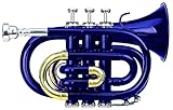 Classic Cantabile Brass TT-400 Bb-Taschentrompete (Messing, Schallbecher Durchmesser: 93 mm, Bohrung: 11,8 mm, Stimmung: Bb, inkl. Leichtkoffer, Mundstück, Putztuch, Handschuhe) blau