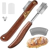 Marsred Bäckermesser 2er Set mit 10 Rasierklingen, Teigritzmesser Set für gerade & geschwungene Schnitte,Brot Bäcker Cutter für Brotteig Muster,Baguettemesser Teig Rasiermesser