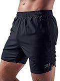 Satire Gym - Sport Shorts Herren kurz - Kurze Sporthose Herren mit Tasche - Fitness Shorts Herren Gym & Lauf Shorts für Männer (Schwarz, L)