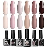 UR SUGAR UV Nagellack Nudefarben Braun Gel Nagellacks Set, 6 Farben Schellack Set Nude Rosa Gel für Gelnägel DIY Nail Art Kit für Valentinstag Hochzeit Dating Weihnachtswochenende Party