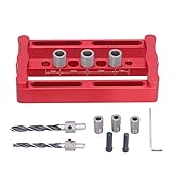 Holzdübel Set mit Dübelhilfe und Bohrschablone, Bohrhilfe aus Aluminium, Einstellbar 0-55mm - Präzises Positionieren, Rostbeständig, Für Möbelbau und Holzplatten