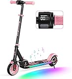 SmooSat E9 Apex Elektroroller für Kinder, Bluetooth-Musiklautsprecher, Bunte Regenbogenlichter, LED-Anzeige, einstellbare Geschwindigkeit und Höhe, Faltbarer E-Scooter für Kinder ab 8 Jahren