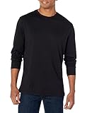 Amazon Essentials Herren Langärmeliges T-Shirt, Schmale Passform, Schwarz, L