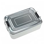 VOSMII Lunchbox Picknick rechteckiger Reise-Nahrungsmittelbehälter Lunchbox tragbares Aluminium-Metall-Bento für Camping-Picknick im Freien(Grijs)