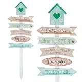 Gartenschild Wegweiser│ Höhe 76 cm MDF rosa grün│5 Planken beschriftet Vogelhaus