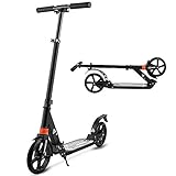 City Roller Scooter Klappbar & Höhenverstellbar Roller für Erwachsene | Big Wheel Scooter Cityroller mit Doppelfederung und Tragegurt, Tretroller für Kinder ab 12 Jahre bis 100kg