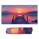 Gaming Mauspad 600 x 300 mm Große Mousepad Sonnenuntergang Brücke Wasserdichtes Rutschfester Gummiunterseite Mauspad, Gaming Mousepad für Herren, Kabellose Maus Laptops, Zuhause, Büro, Reisen g-969