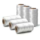 Set mit 6 weißen Maurerschnur, 120 m, 1,3 mm dickes, gedrehtes Polypropylen, robuste Konstruktionsschnur zum Verlegen von Ziegeln, Blöcken, Zäunen in Gartenarbeit, Heimwerker- und